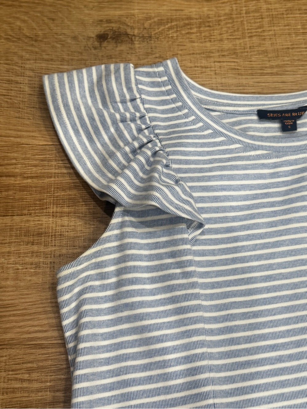 Skies Are Blue Blue & White Stripe Flutter Sleeve Shift Dress Size Small - Picture 3 of 5